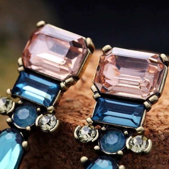 NEW Teal and Pink Drop Earrings - Picture 2 of 4